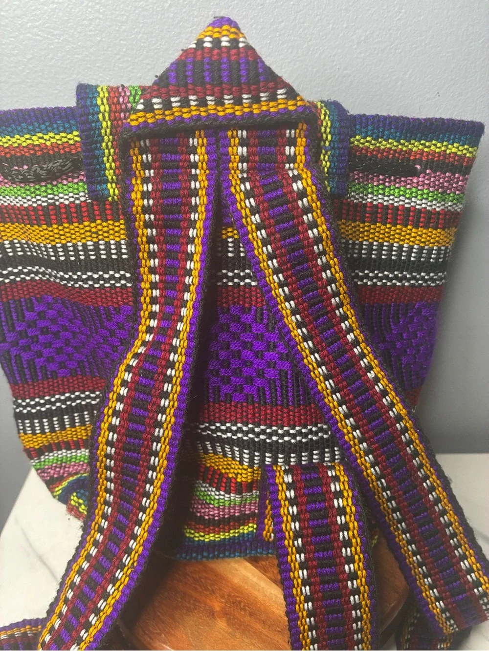 Pinzon Woven Backpack Purple Multicolor Festival Boho Bag